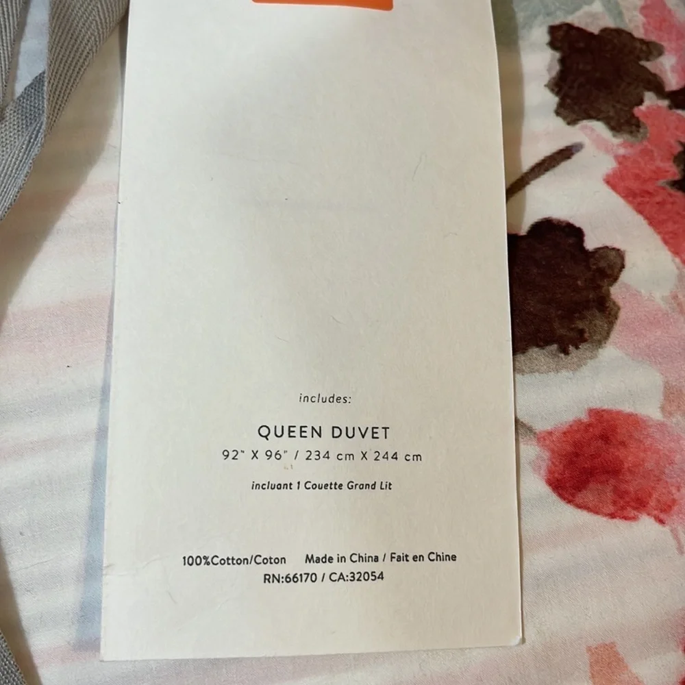 Anthropologie Lelie Duvet Cover Floral Size Queen NWT